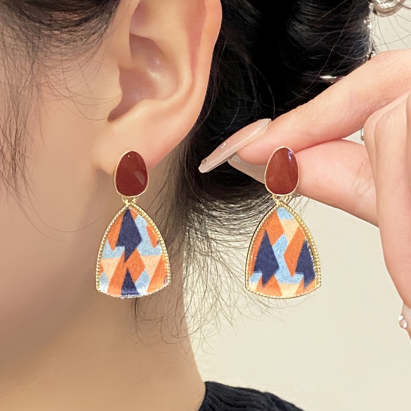 Women'S Wine Red Vintage Style Earrings Set